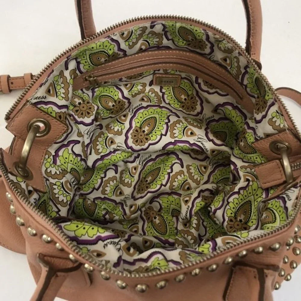 Guess handbag Satchel Leather Crossbody studded Shoulderbag Blush tote